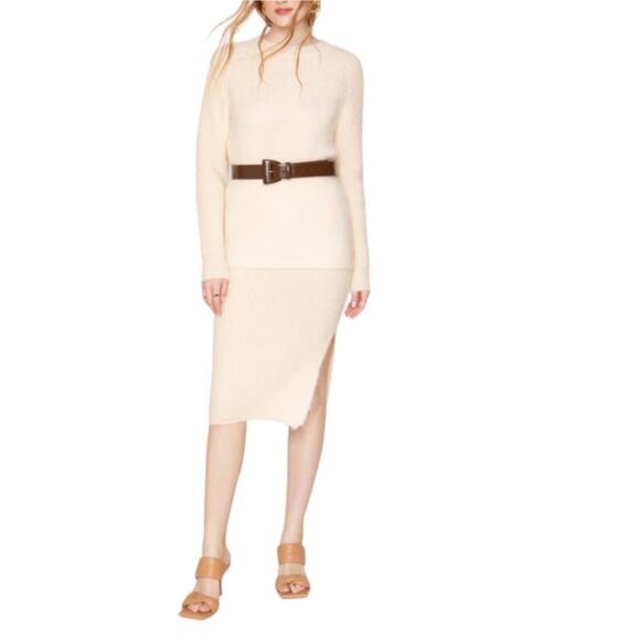 Callahan Revolve Genny Fuzzy Eyelash Knit Midi Skirt Cream White XS Cozy - Picture 2 of 16